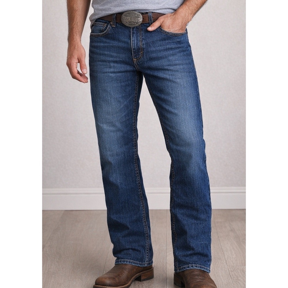 Wrangler Retro Relaxed Boot Cut Jeans Men's 30x34 Dark Wash Stretch Cowboy